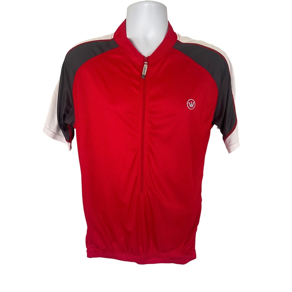 Canari Mens Red Cycling Jersey Short‎ Sleeve Dry Core Polyester Size LG